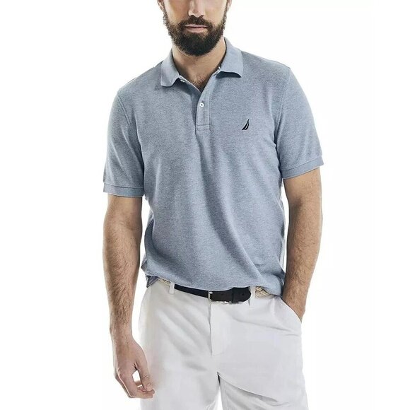 Nautica Performance Deck Polo Shirt XXL Classic Fit Gray Short Sleeve Cotton Ble - Picture 1 of 4